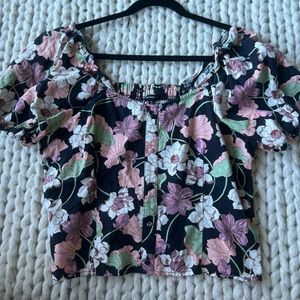 Who What Wear NWOT floral crop puff sleeve top XL